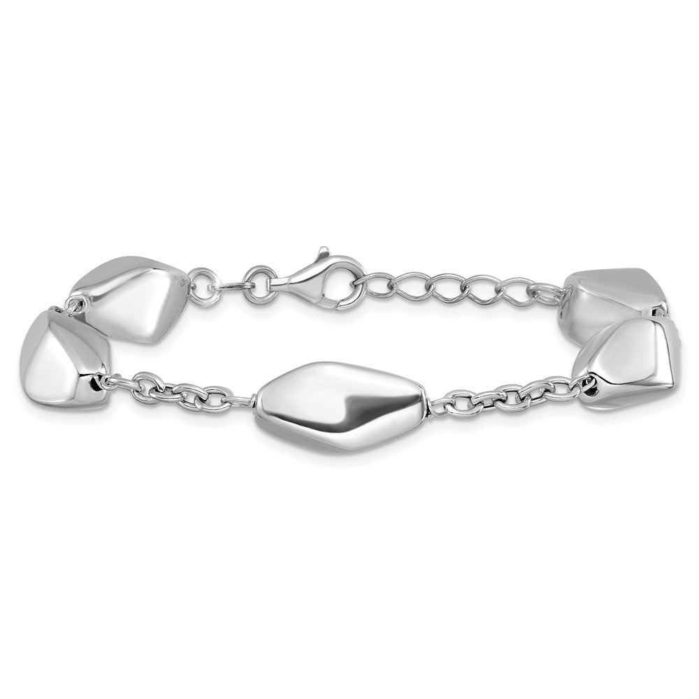 Sterling Silver Rhodium Plated Polished With .75In Ext. Bracelet