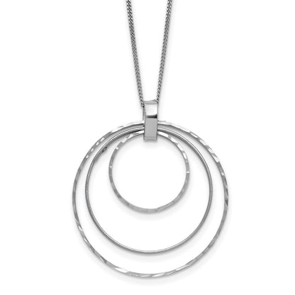 Sterling Silver Rhodium Plated D/C Circles Necklace