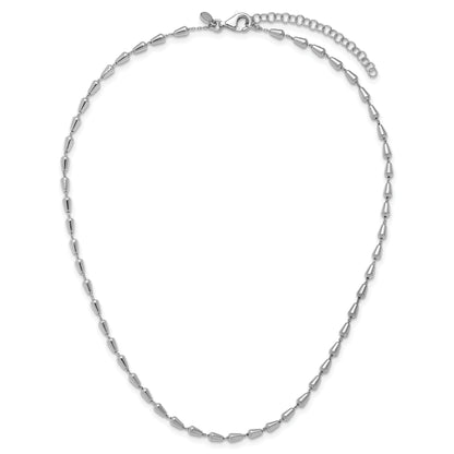 Sterling Silver Rh Plated Polished 16In 2In Ext. Necklace