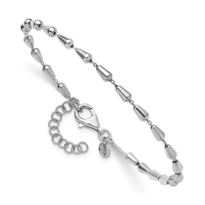 Sterling Silver Rh Plated Polished 7In W/ 1In Ext. Bracelet