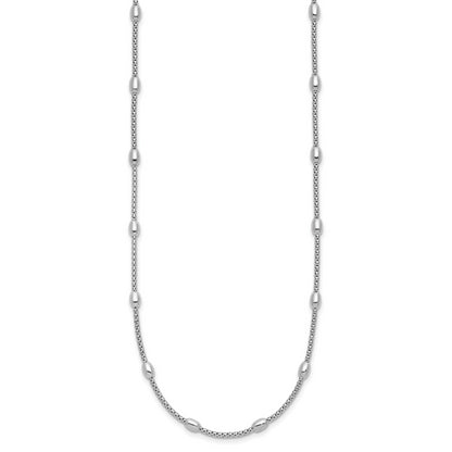 Sterling Silver Rh Plated Fancy Bead 2In Ext. Necklace