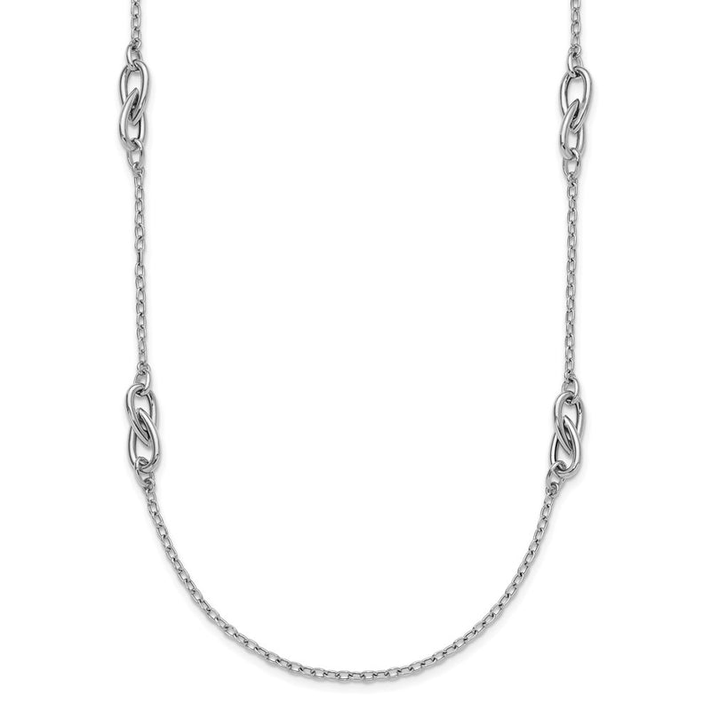 Sterling Silver Rh Plate Polish Fancy Link 2In Ext. Necklace