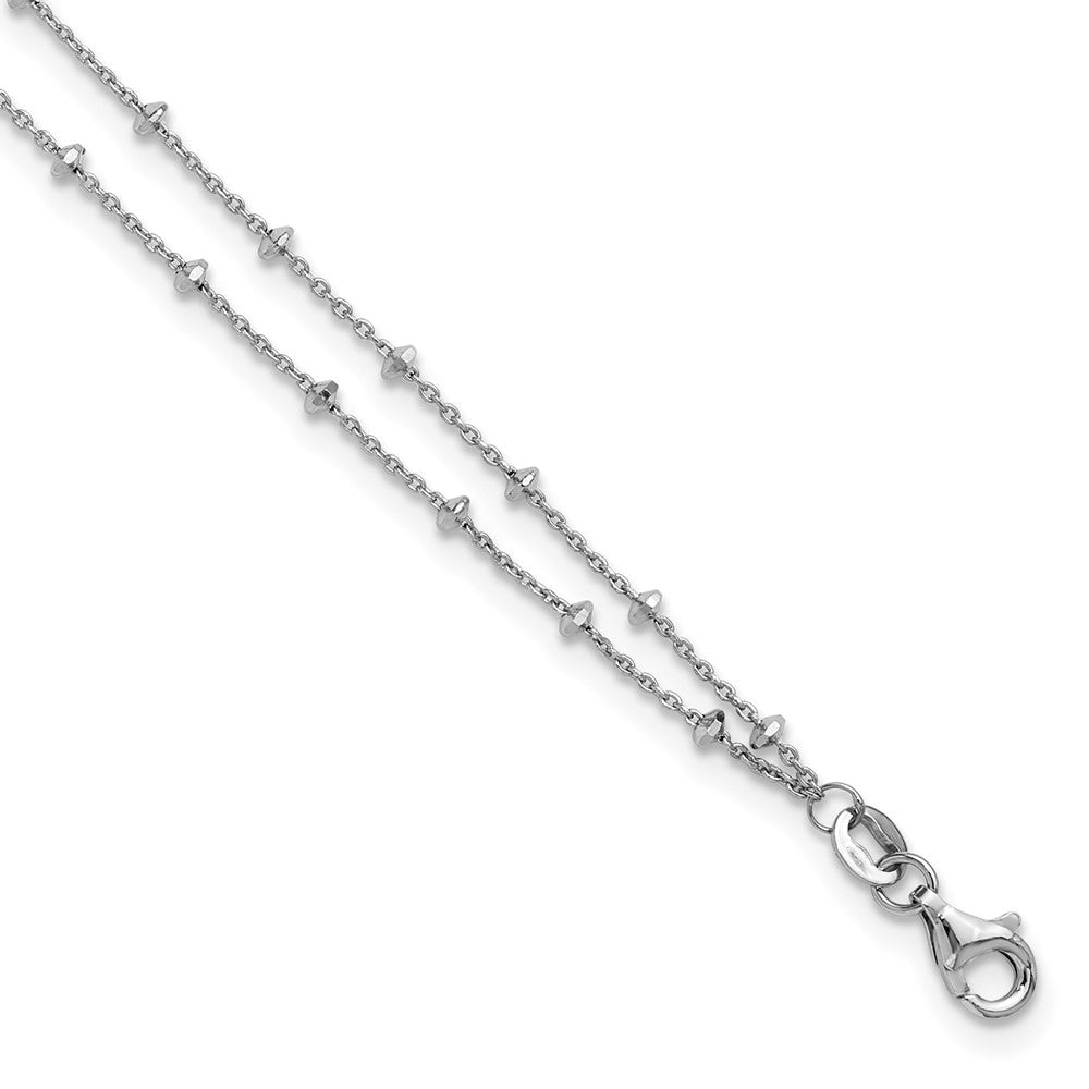 Sterling Silver Rhodium Plated Polished 2-Strand 9in Plus 1in Ext. Anklet