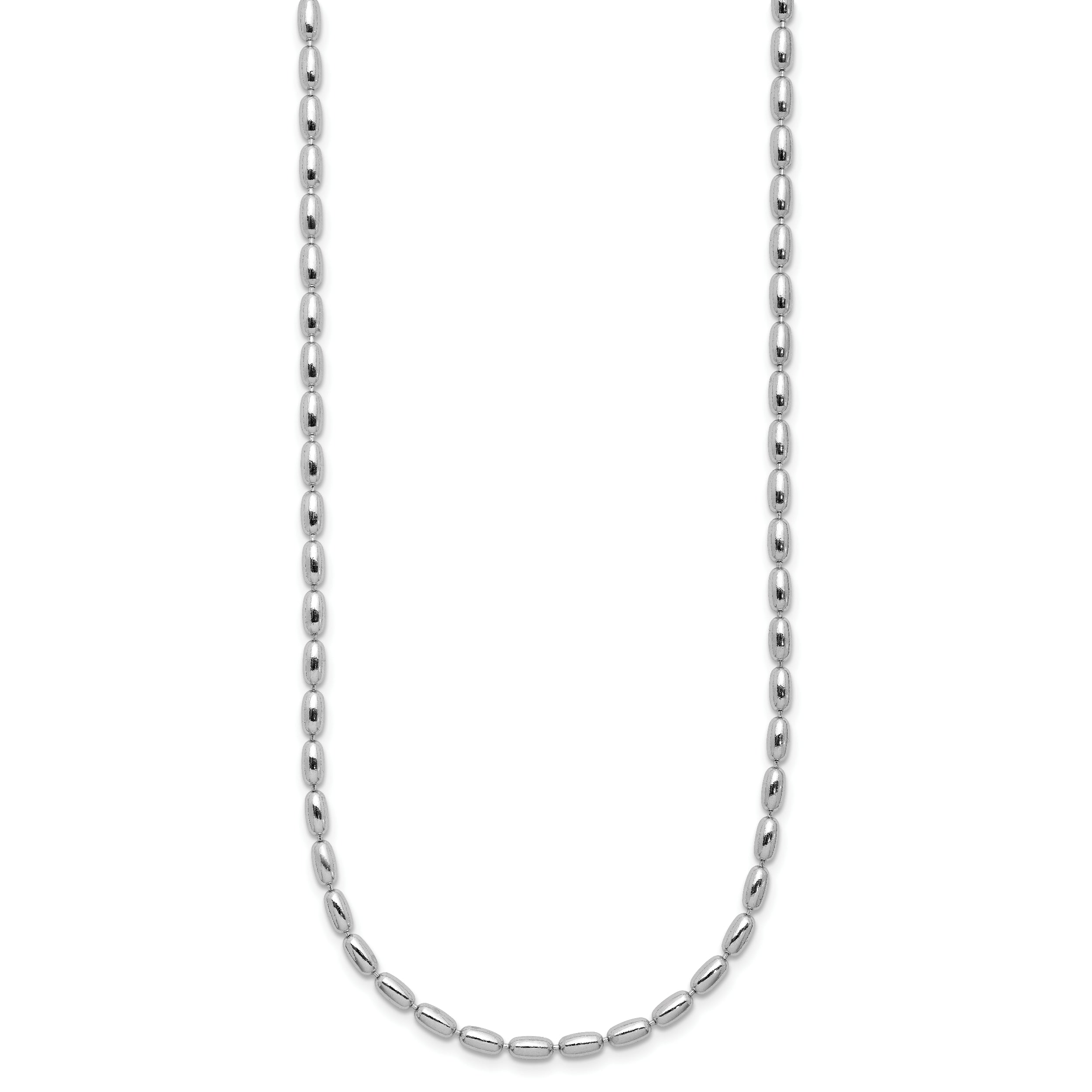 Sterling Silver Rh Plated Oval Beaded 1.75In Ext. Necklace