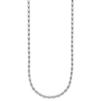 Sterling Silver Rh Plated Oval Beaded 1.75In Ext. Necklace