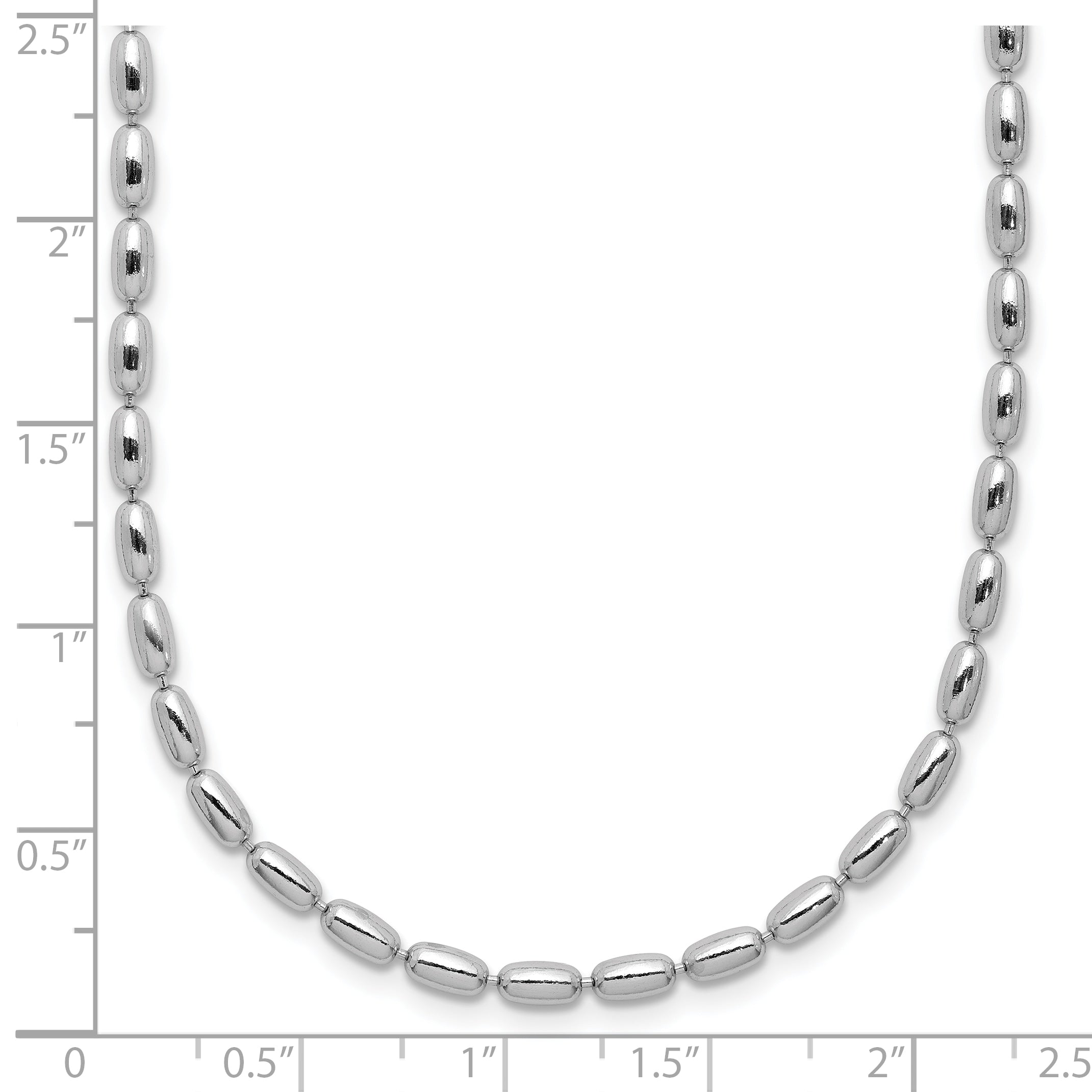 Sterling Silver Rh Plated Oval Beaded 1.75In Ext. Necklace