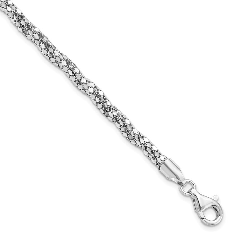 7.5 Inch Sterling Silver Polished Mesh Bracelet