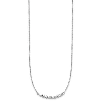 Sterling Silver Rh Plated Polished Fancy 1In Ext. Necklace