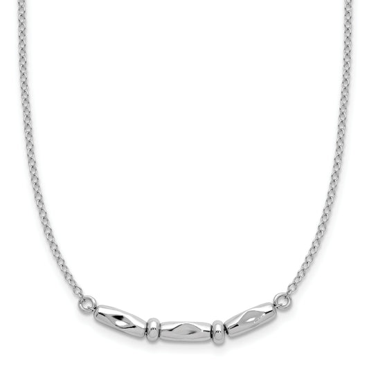 Sterling Silver Rh Plated Polished Fancy 1In Ext. Necklace