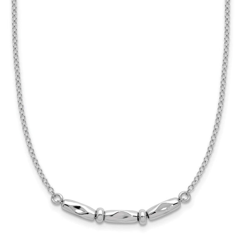 Sterling Silver Rh Plated Polished Fancy 1In Ext. Necklace