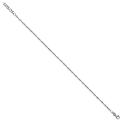 Sterling Silver Rhodium Plated Beaded Plus Ext. Chain Anklet