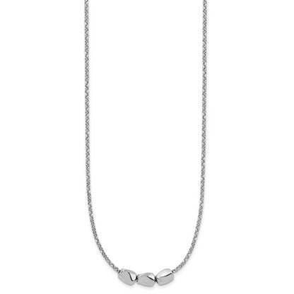 Sterling Silver Rh Plated Polished Beads 2In Ext. Necklace