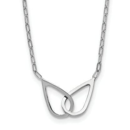 Sterling Silver Ss Rh Plated Polish Intertwined Teardrop 2In Ext. Necklace