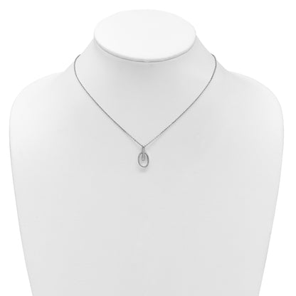 Sterling Silver Rh Plated Polished Oval 2In Ext. Necklace