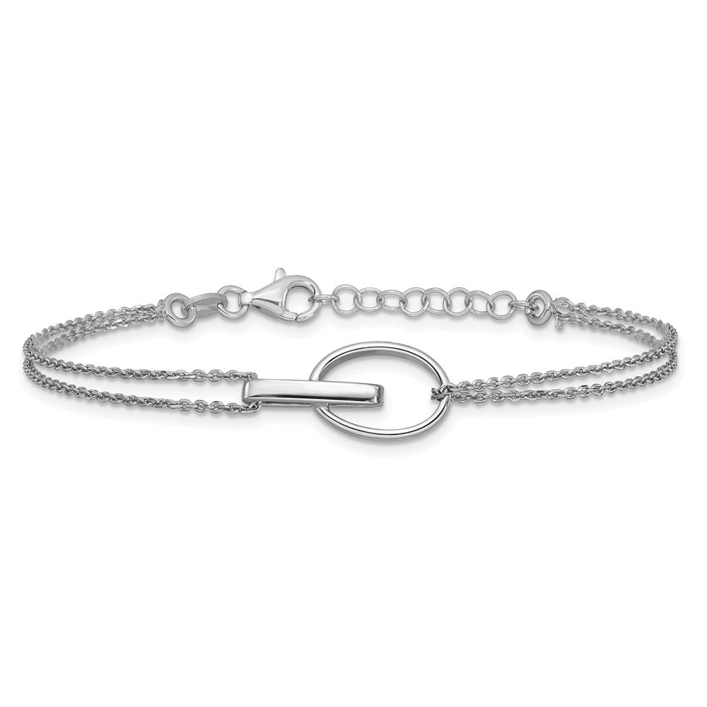 Sterling Silver Rh Plated Polished Oval 1In Ext. Bracelet