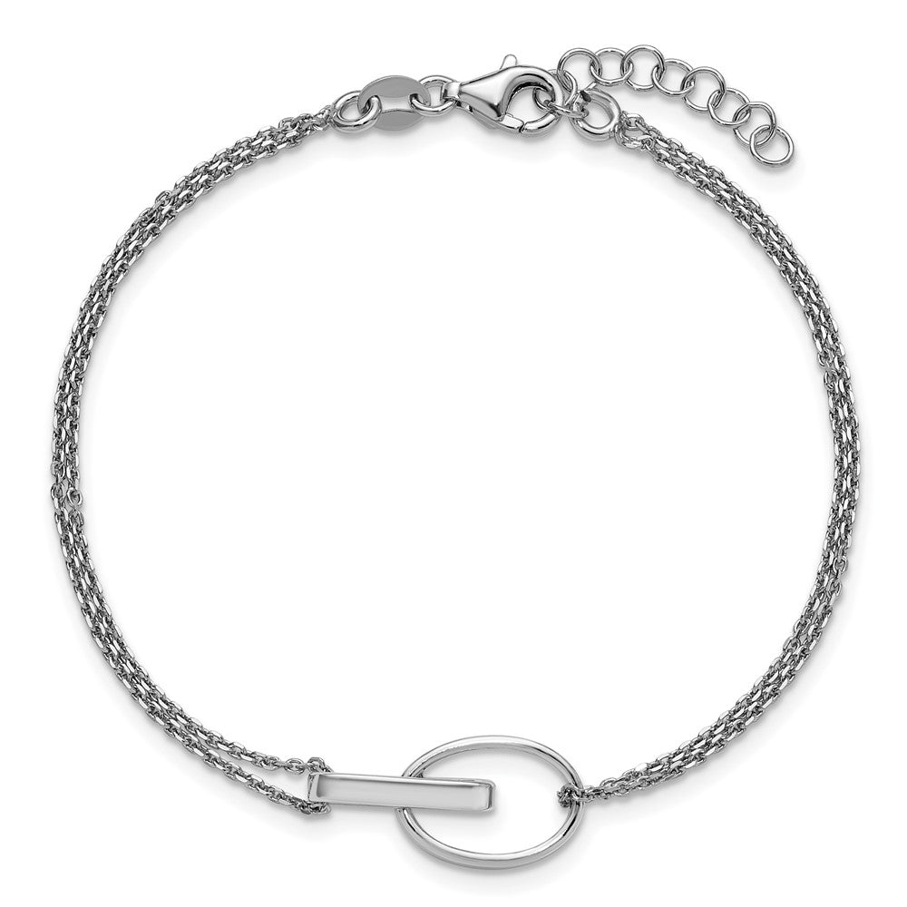Sterling Silver Rh Plated Polished Oval 1In Ext. Bracelet