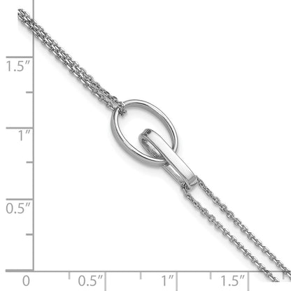 Sterling Silver Rh Plated Polished Oval 1In Ext. Bracelet