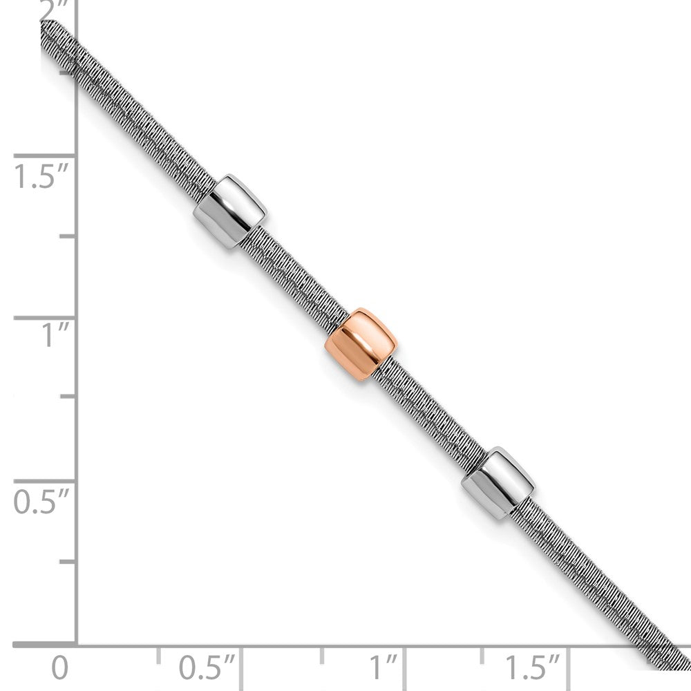 Rose Plated Ss Rh Plated/Rose Gold Station 1In Ext. Bracelet