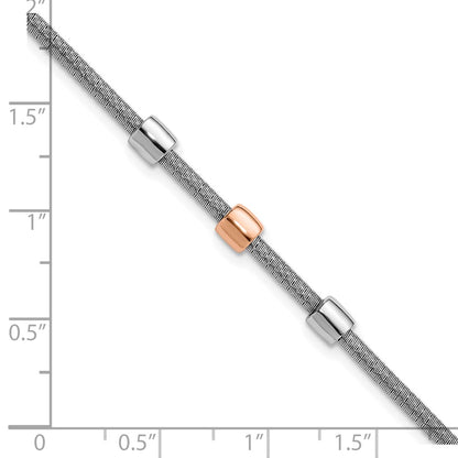 Rose Plated Ss Rh Plated/Rose Gold Station 1In Ext. Bracelet