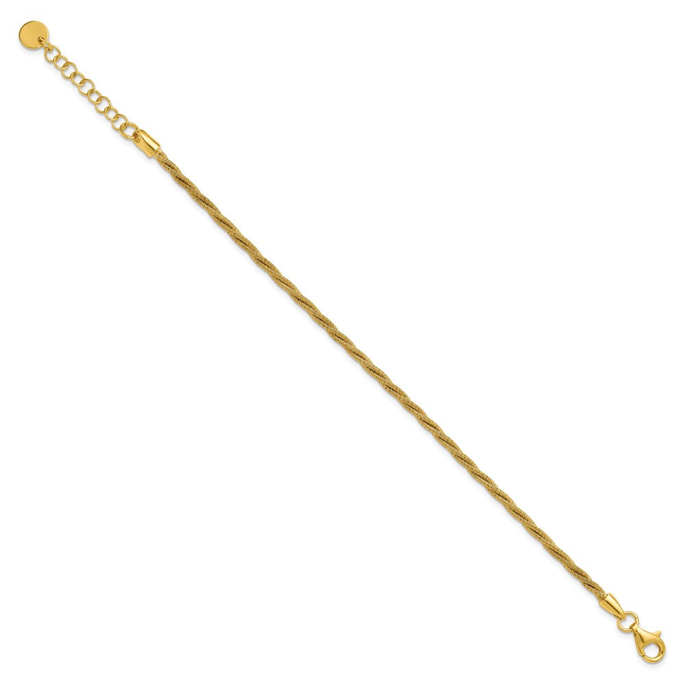 Gold Plated Ss Twisted Wire Wrapped W/ 1In Ext. Bracelet
