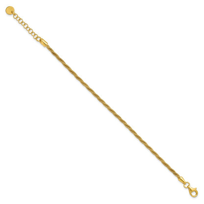 Gold Plated Ss Twisted Wire Wrapped W/ 1In Ext. Bracelet