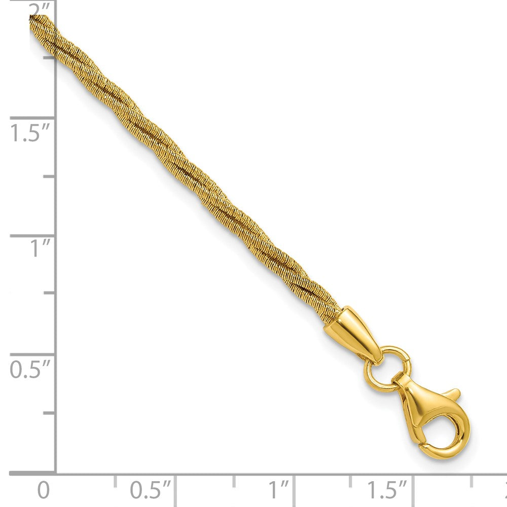 Gold Plated Ss Twisted Wire Wrapped W/ 1In Ext. Bracelet