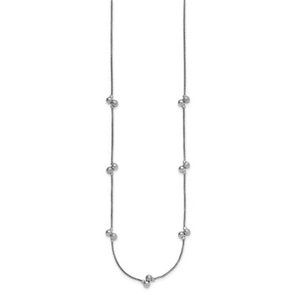 Sterling Silver Ss Rhodium Plated Polished Brushed And Beaded Necklace