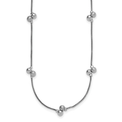 Sterling Silver Ss Rhodium Plated Polished Brushed And Beaded Necklace