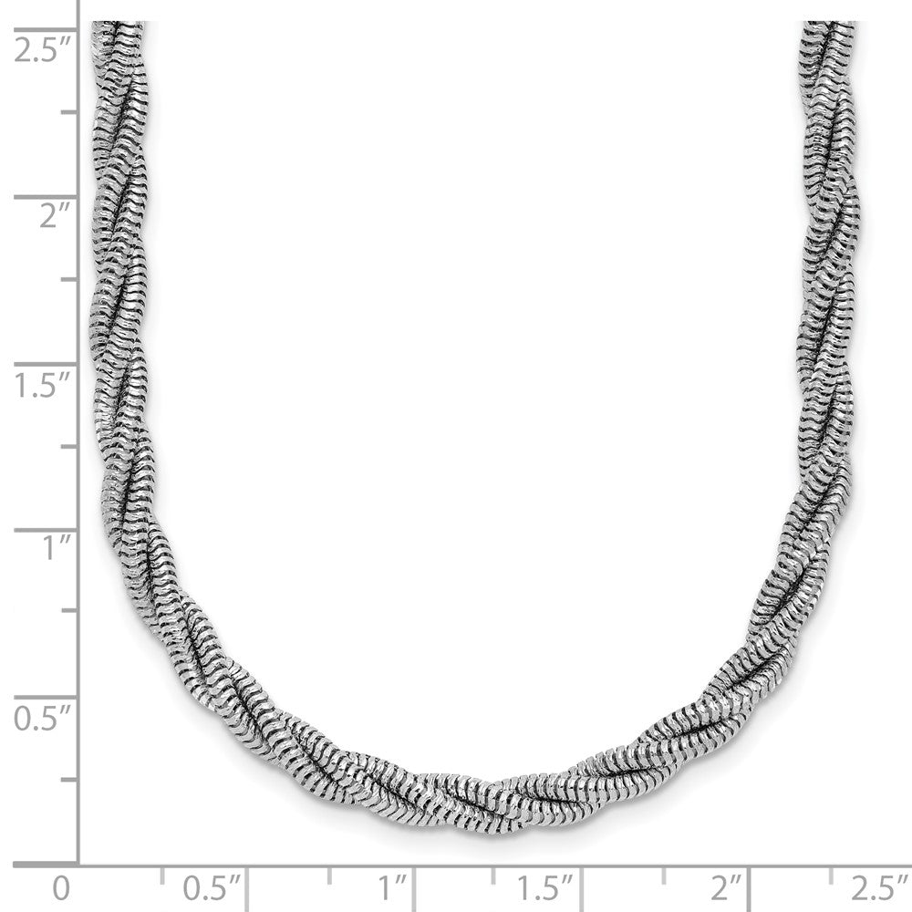 Sterling Silver Rh Plated Polished And Twisted Necklace