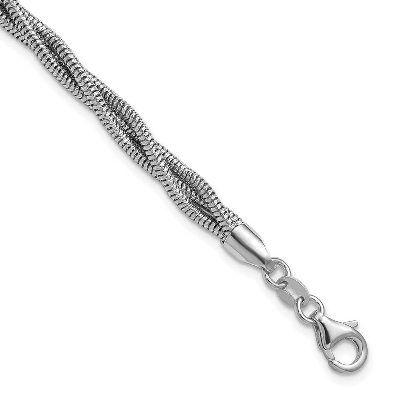 Sterling Silver Rh Plated Polished And Twisted Bracelet