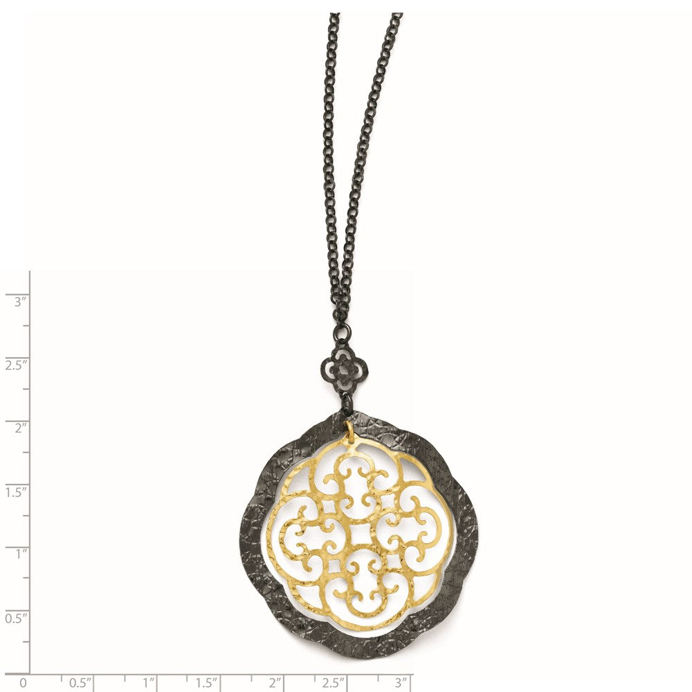 Sterling Silver Silver/Ruthenium/Gold-Tone 14K Flash Necklace