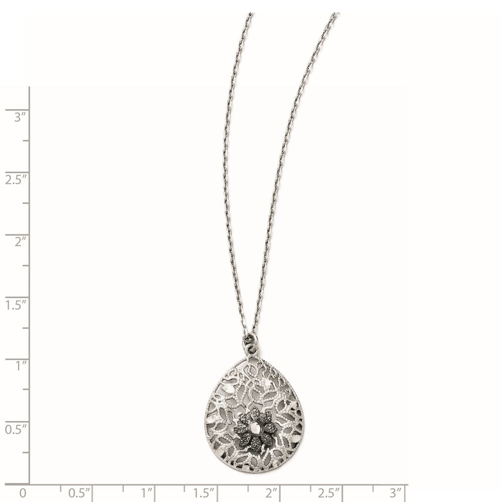 Sterling Silver Diamond-Cut And Textured Necklace W/2In Ext