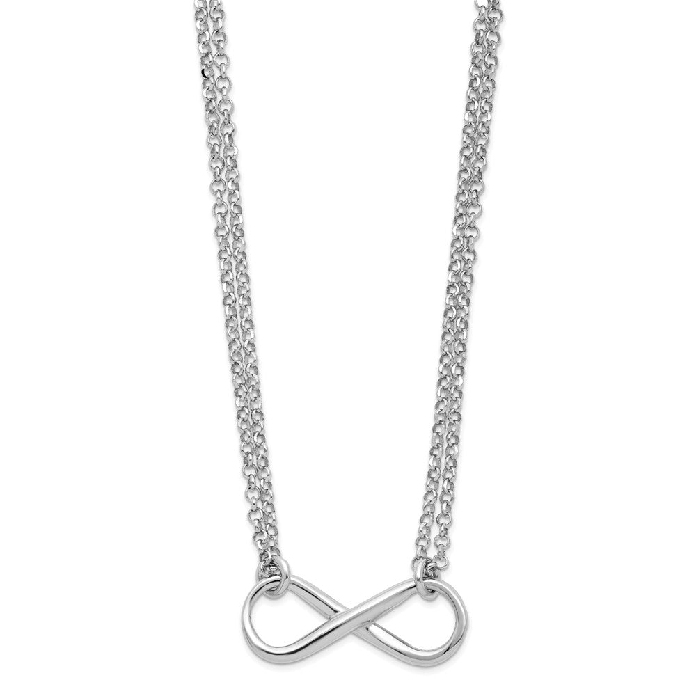 Sterling Silver Rh-Plated Polished Infinity Symbol Necklace