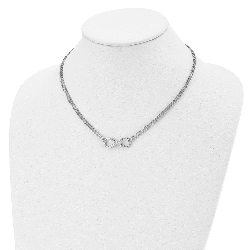 Sterling Silver Rh-Plated Polished Infinity Symbol Necklace