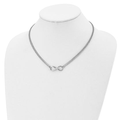 Sterling Silver Rh-Plated Polished Infinity Symbol Necklace