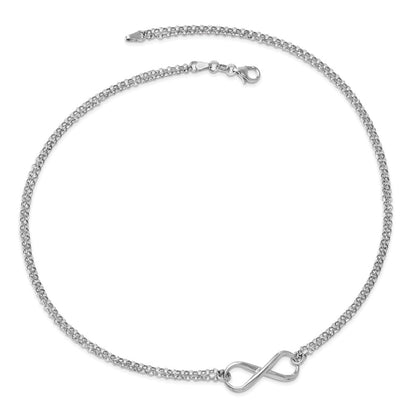 Sterling Silver Rh-Plated Polished Infinity Symbol Necklace