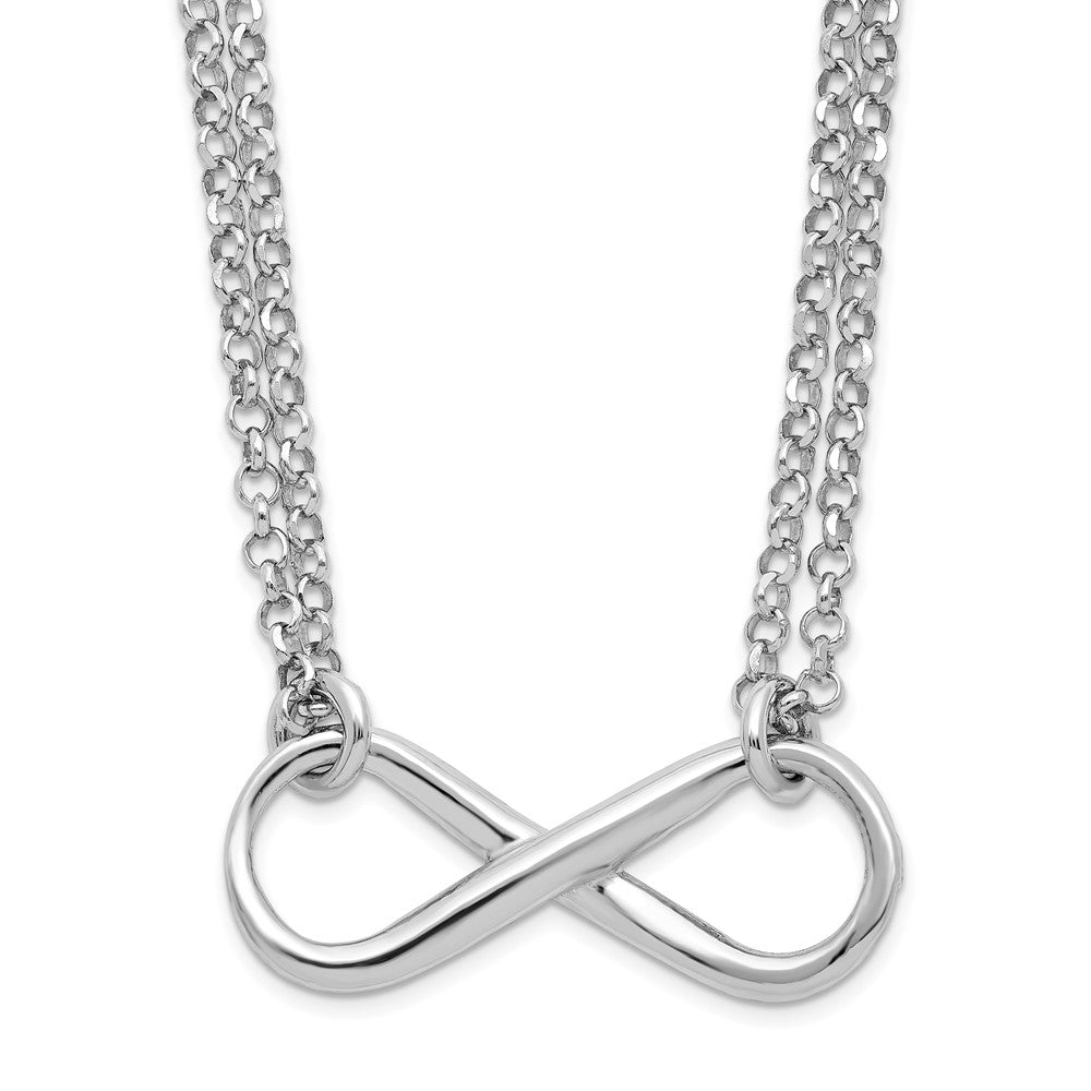 Sterling Silver Rh-Plated Polished Infinity Symbol Necklace