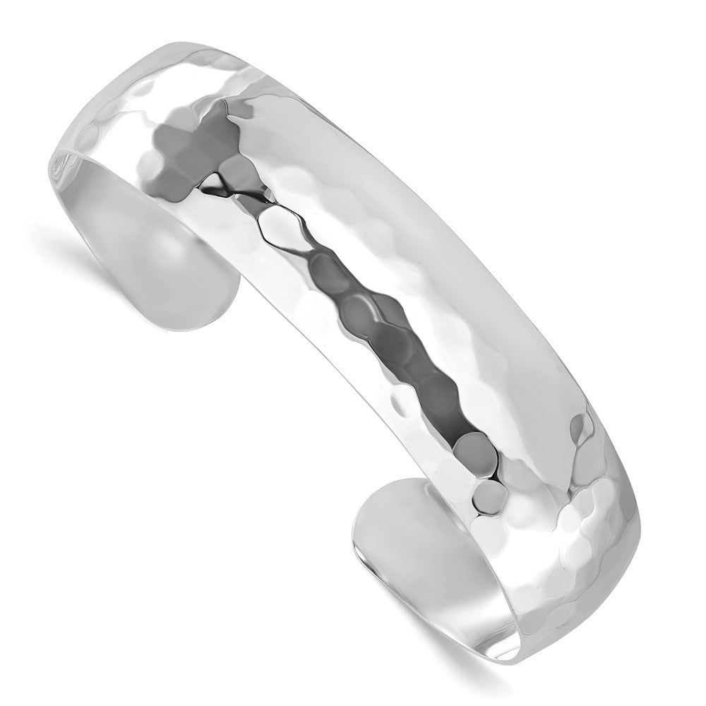 Sterling Silver Polished Hammered Slip-On Bangle