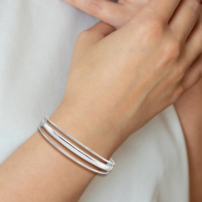 Sterling Silver Polished Fancy Slip-On Bangle
