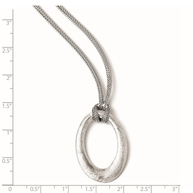 Sterling Silver Scratch Finish Mesh Necklace W/ 2In Ext