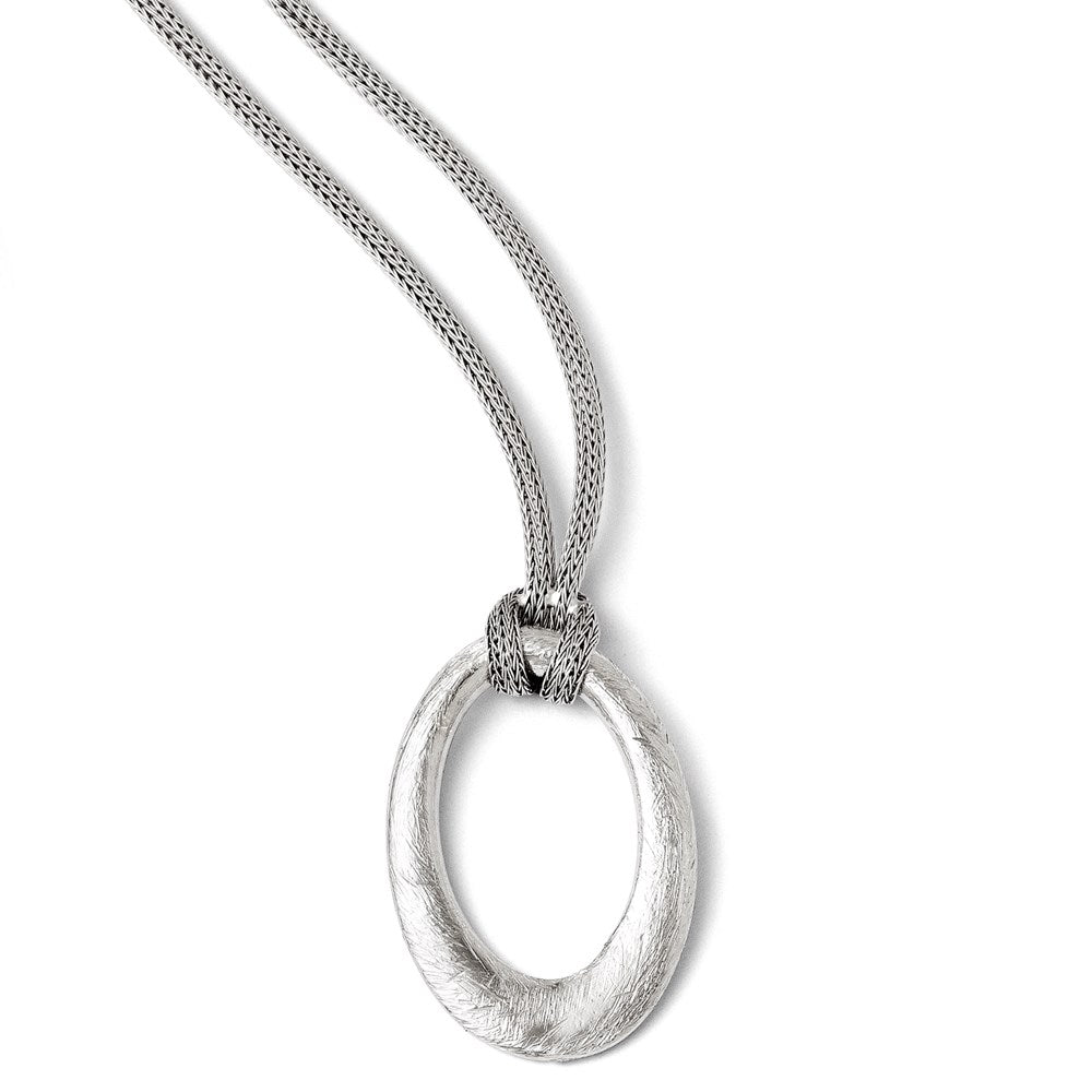 Sterling Silver Scratch Finish Mesh Necklace W/ 2In Ext