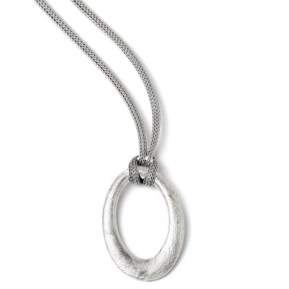 Sterling Silver Scratch Finish Mesh Necklace W/ 2In Ext