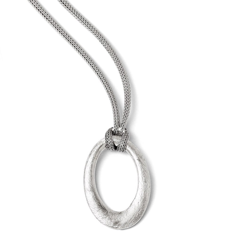 Sterling Silver Scratch Finish Mesh Necklace W/ 2In Ext
