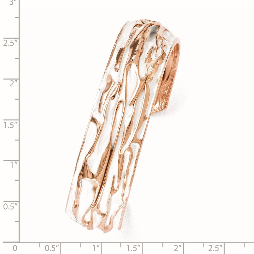 Ss/Gold Plated Ss Rose Gold-Plated Small Domed Scrunch Bangle