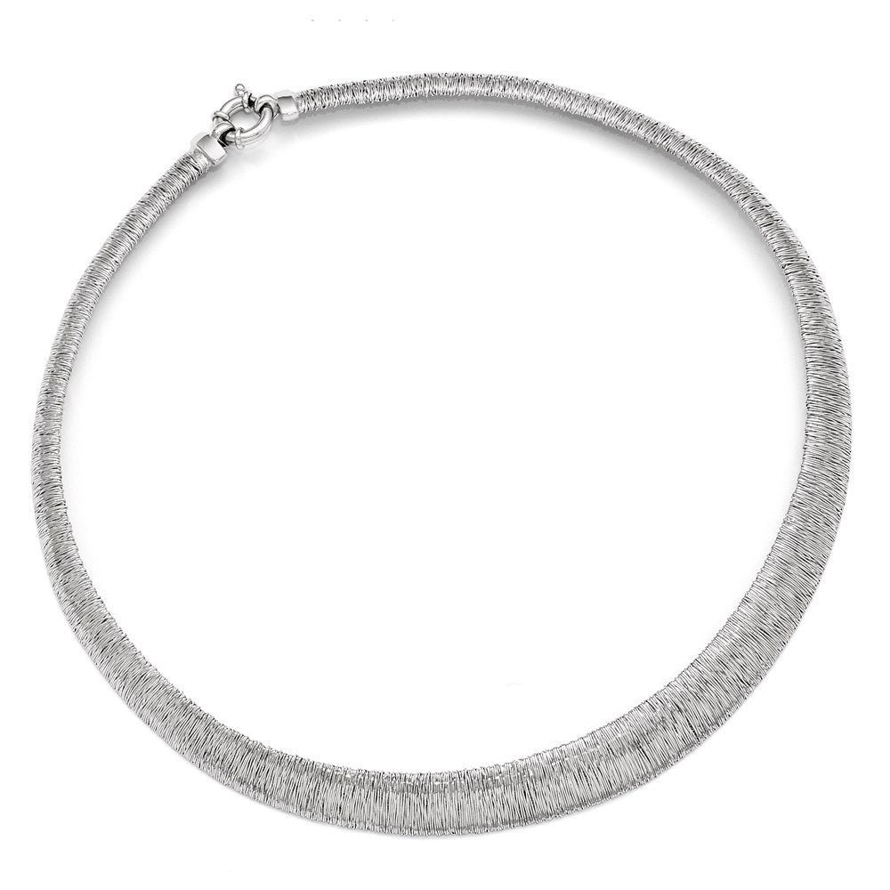 Sterling Silver Polished And Textured Graduated Neck Collar