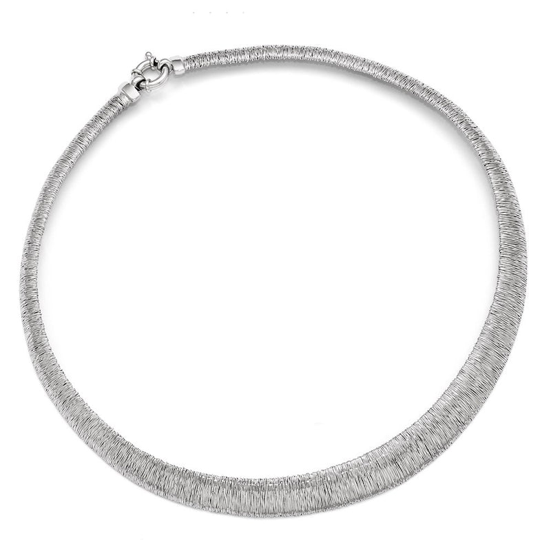 Sterling Silver Polished And Textured Graduated Neck Collar