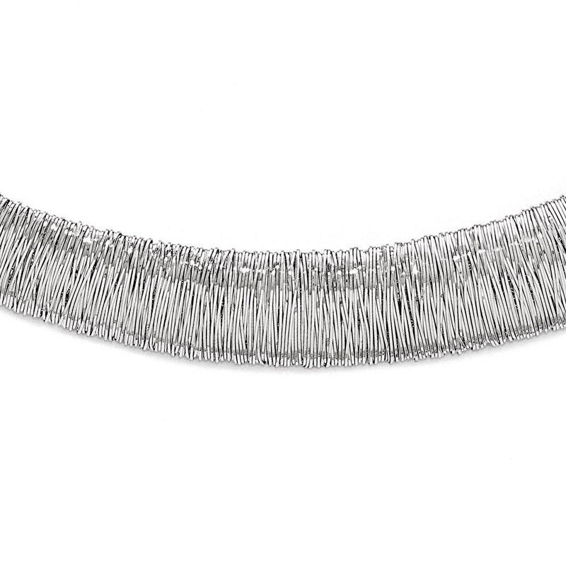 Sterling Silver Polished And Textured Graduated Neck Collar