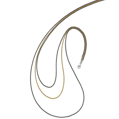 Ss/Gold Plated Sterling Silver Ruthenium & Gold-Plated 3 Strand Necklace
