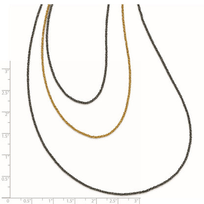 Ss/Gold Plated Sterling Silver Ruthenium & Gold-Plated 3 Strand Necklace