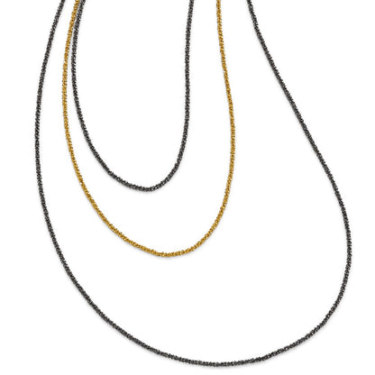 Ss/Gold Plated Sterling Silver Ruthenium & Gold-Plated 3 Strand Necklace
